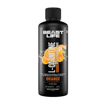 BeastLife L-Carnitine with Vitamin B5 (Orange, 450ml) | Triple Strength Formula | 3300mg L- Carnitine