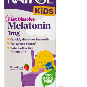Kids Fast Dissolve Melatonin 1 Mg, Dietary Supplement for Restful Sleep, Sleep Tablets for Kids, 40 Strawberry-Flavored Melatonin Tablets, 40 Day Supply