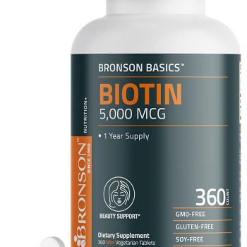 Biotin 5,000 MCG Supports Healthy Hair, Skin & Nails & Energy Production - High Potency Beauty Support - Non-Gmo, 360 Vegetarian Tablets