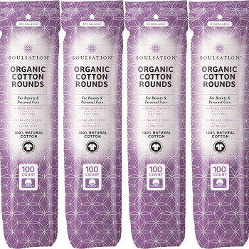 Organic Cotton Rounds, 400 Count - Makeup Remover Pads for Face, Lint-Free