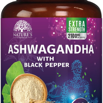 Ashwagandha 2100Mg - Extra Strength with Black Pepper for Max Absorption, Ashwagandha Powder and Root Supplements for Women & Men, Antioxidant Support, Vegan, Non-Gmo & Gluten Free - 60 Capsules