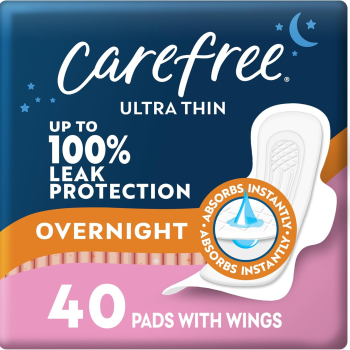Ultra Thin Overnight Pads with Wings, 40Ct