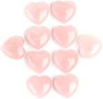 10PCS Rose Quartz Heart Crystals Healing Stones Natural Polished Love Heart Shaped Crystal Stone Pocket Stones Reiki Balancing Gemstone Decoration 0.99X0.99X0.39Inch (10Pcs Rose Red)