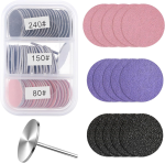 60Pcs Flat Disc Sanding Bits for Nail Drill Replaceable Sandpaper Discs with Flat Nail Drill Bit Sanding Disc Nail Drill Bit #80#150#240 Grits round Sanding Discs Foot Files for Manicure Pedicure Tool
