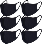6Pcs/Pack Black Mask Windproof Dustproof Masks Breathable Reusable Washed for Outdoor Sport Half Face Earloop Cotton Masks