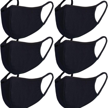 6Pcs/Pack Black Mask Windproof Dustproof Masks Breathable Reusable Washed for Outdoor Sport Half Face Earloop Cotton Masks